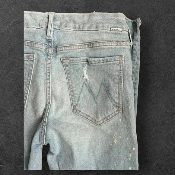 MOTHER The Looker Sacred Slit Ankle Jean in Nice Shot Paint splatter Frayed 24 - Picture 5 of 14
